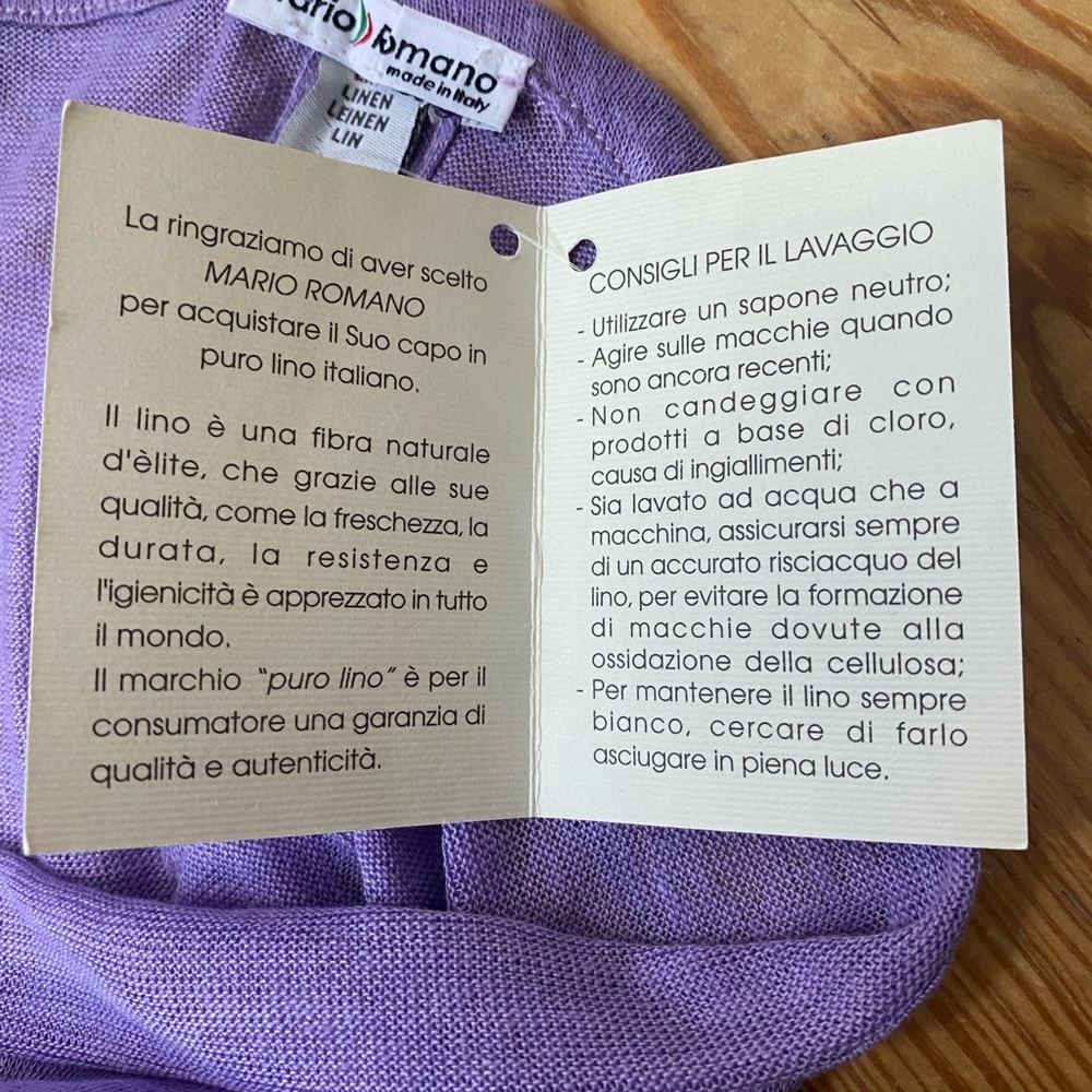 Mario Romano Puro Lino Made in Italy Lavender Wrap - Picture 3 of 8